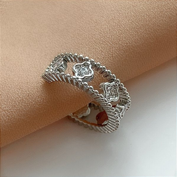 Anel Van com Zircônias Regulável