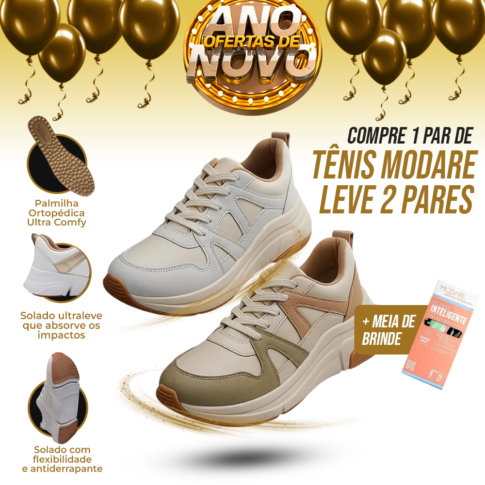 Compre 1 Leve 2 Tênis Ortopédico Modare + Meia Inteligente - [OFERTAS DE ANO NOVO]